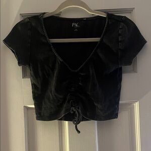 PacSun Black Ruched Crop Top